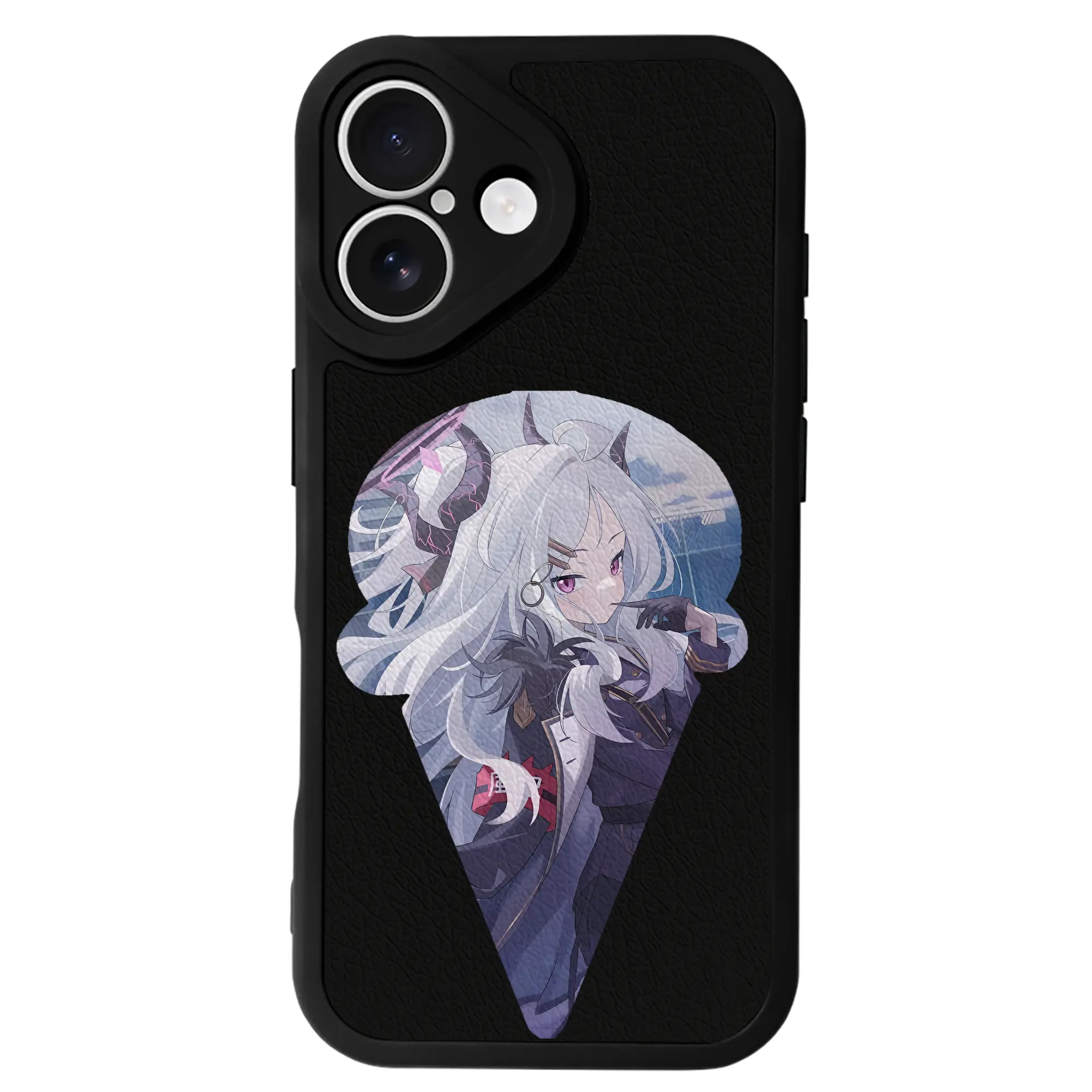 ブルーアーカイブ グッズ 空崎ヒナ - IPhone 16シリーズ対応 ・ シリコンスマホケース ・ レザー調 ・ 高精度フィット ・ 耐衝撃 ・ ワイヤレス充電対応 ・ 精密カット